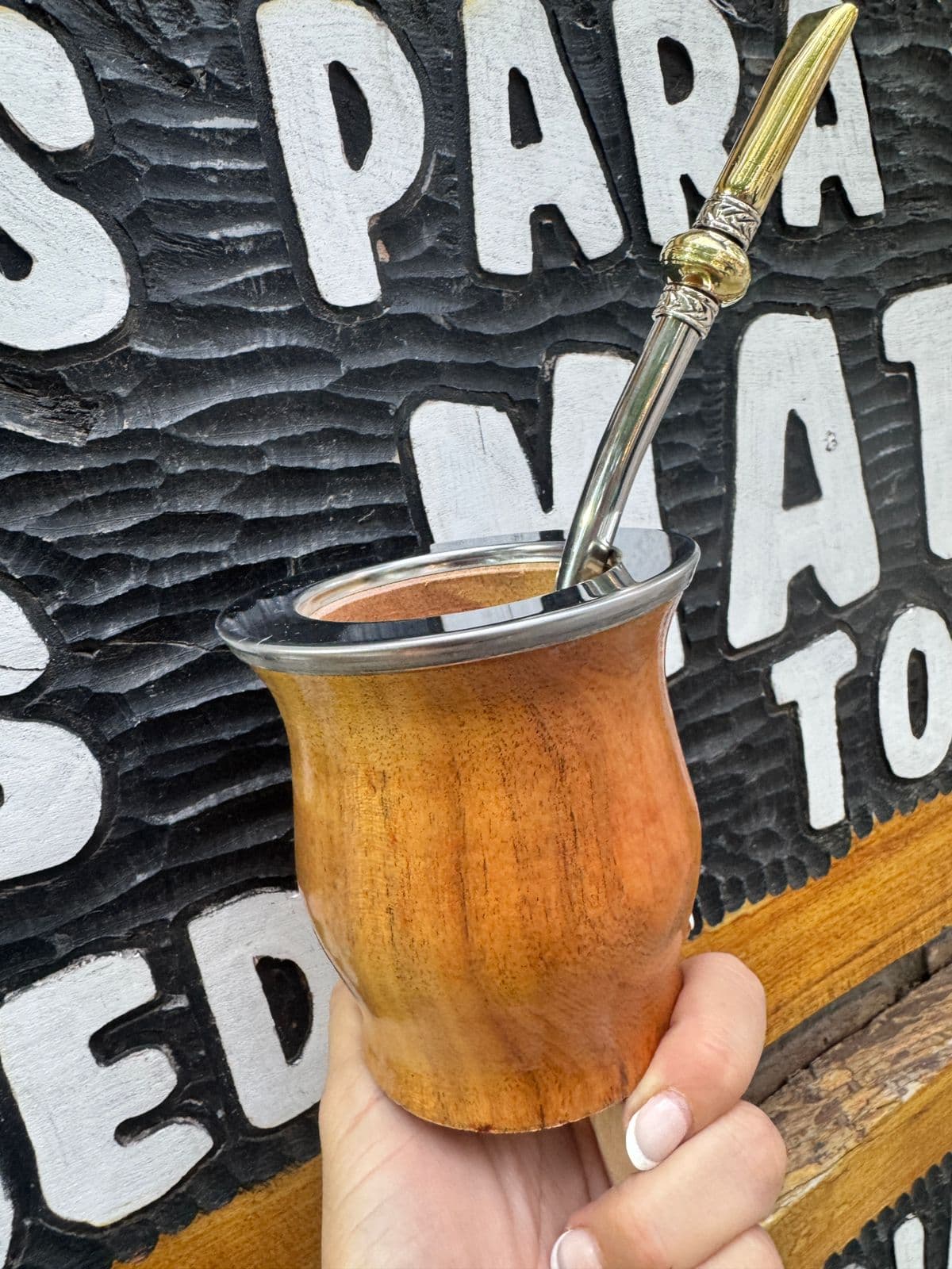 Mate algarrobo Laqueado claro virola acero