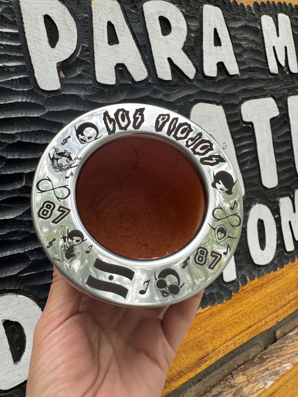 Mate imperial algarrobo personalizado LOS PIOJOS + bombilla de regalo