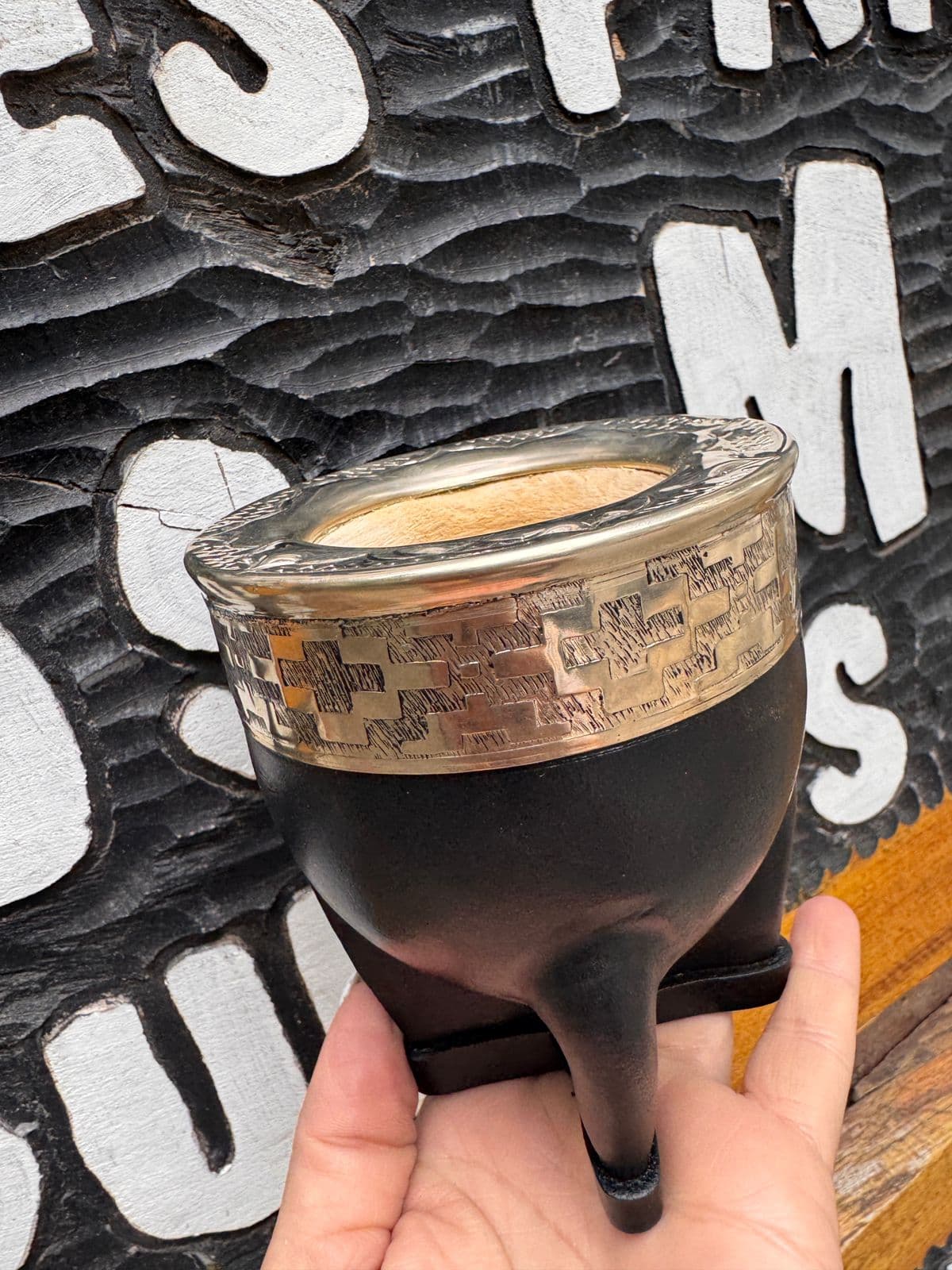 Mate imperial alpaca virola pampa cincelada