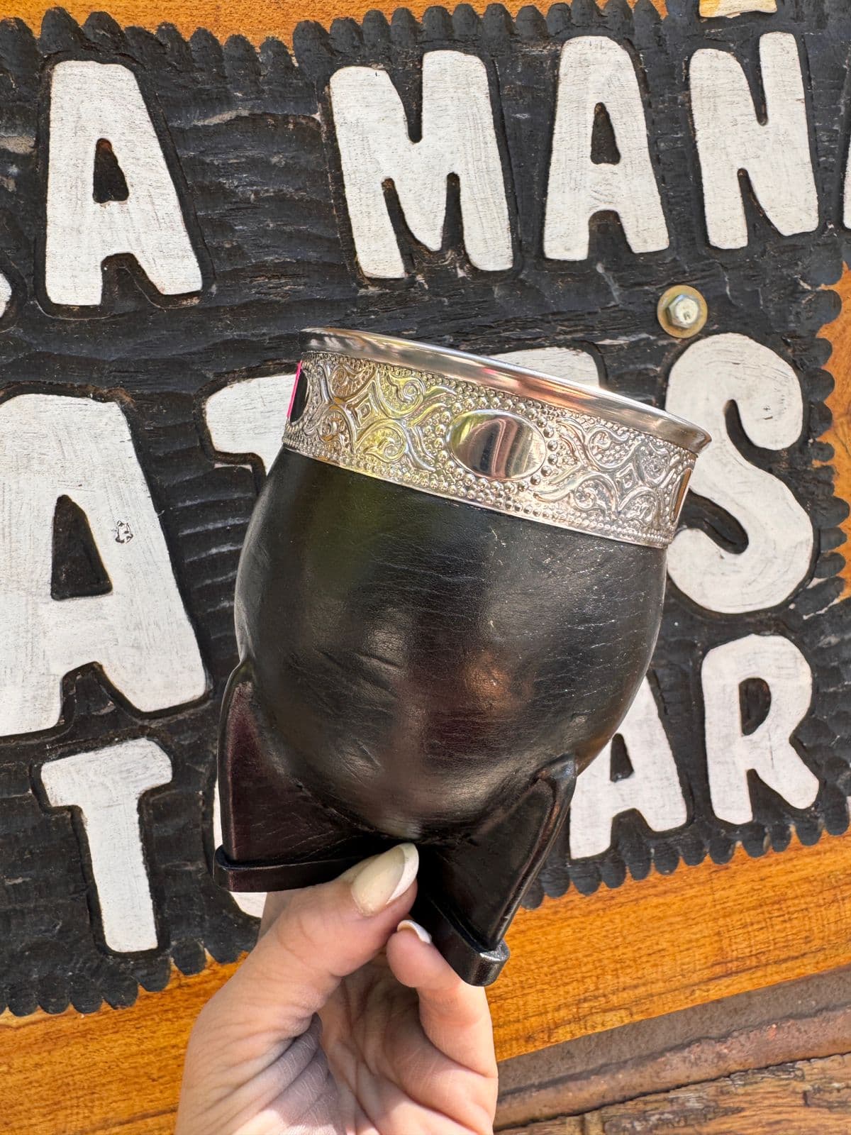 Mate Imperial de Calabaza con Virola de Acero Cincelado (Arabesco)