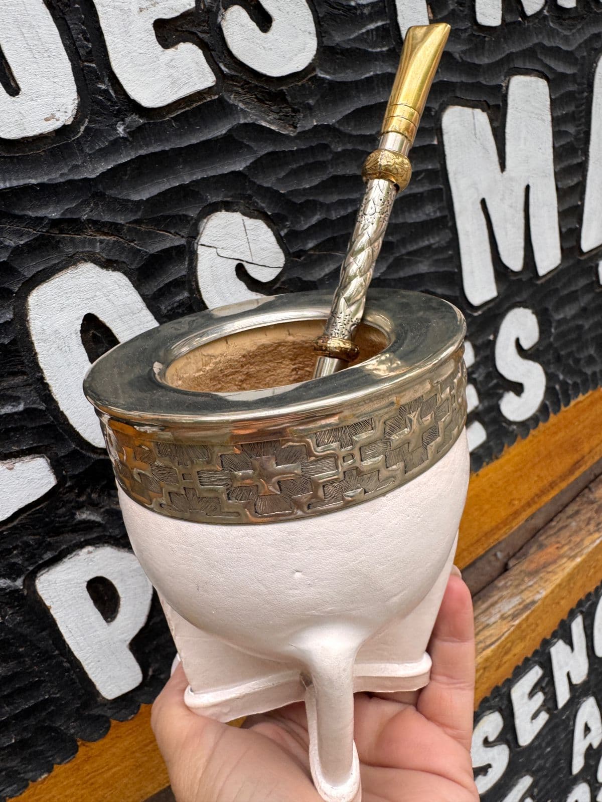 Mate Blanco imperial alpaca-No incluye bombilla