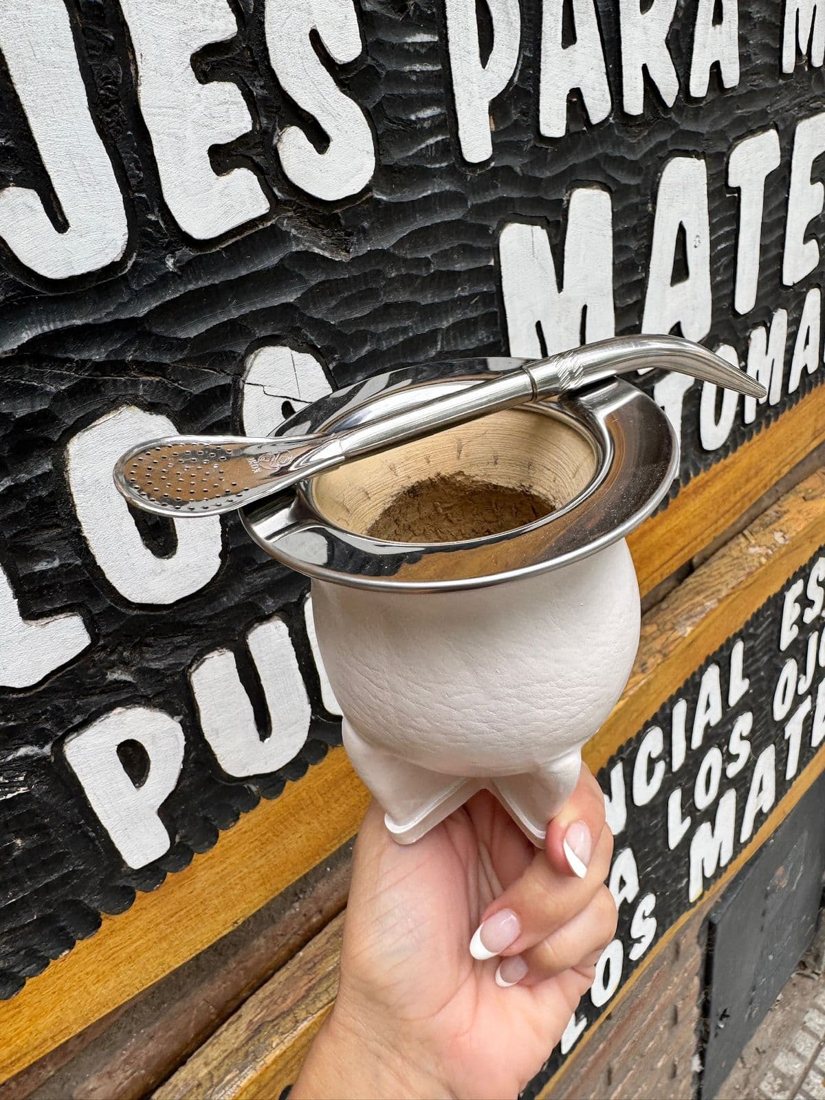 Mate camionero Premium blanco + Bombilla de Regalo