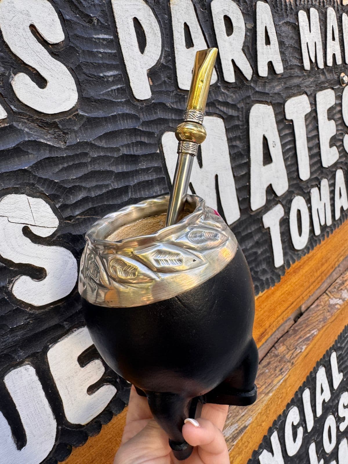 Mate torpedo Imperial crocco virola cincelado alpaca cuero cincelado