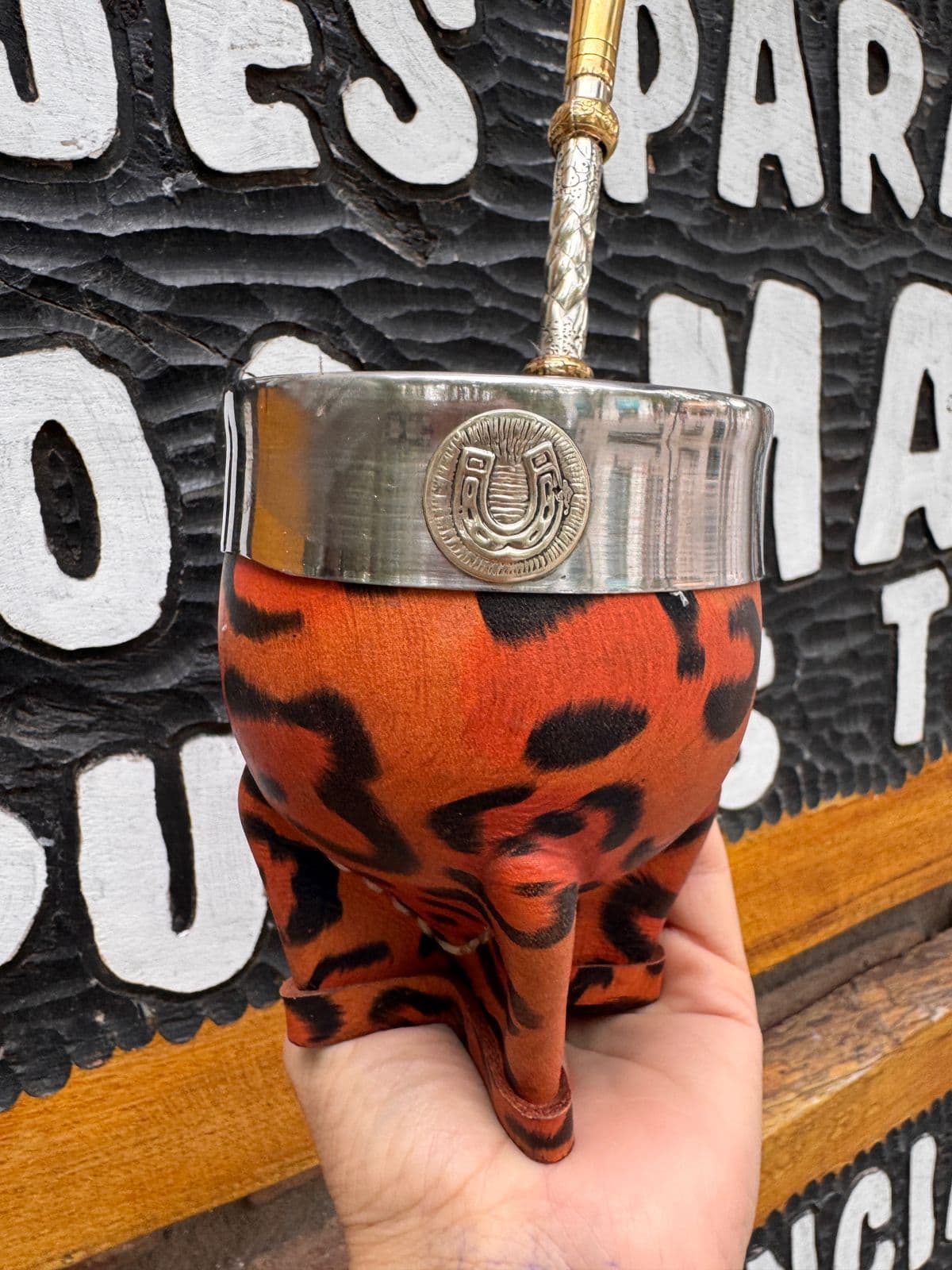 Mate imperial ANIMAL PRINT virola acero dije alpaca