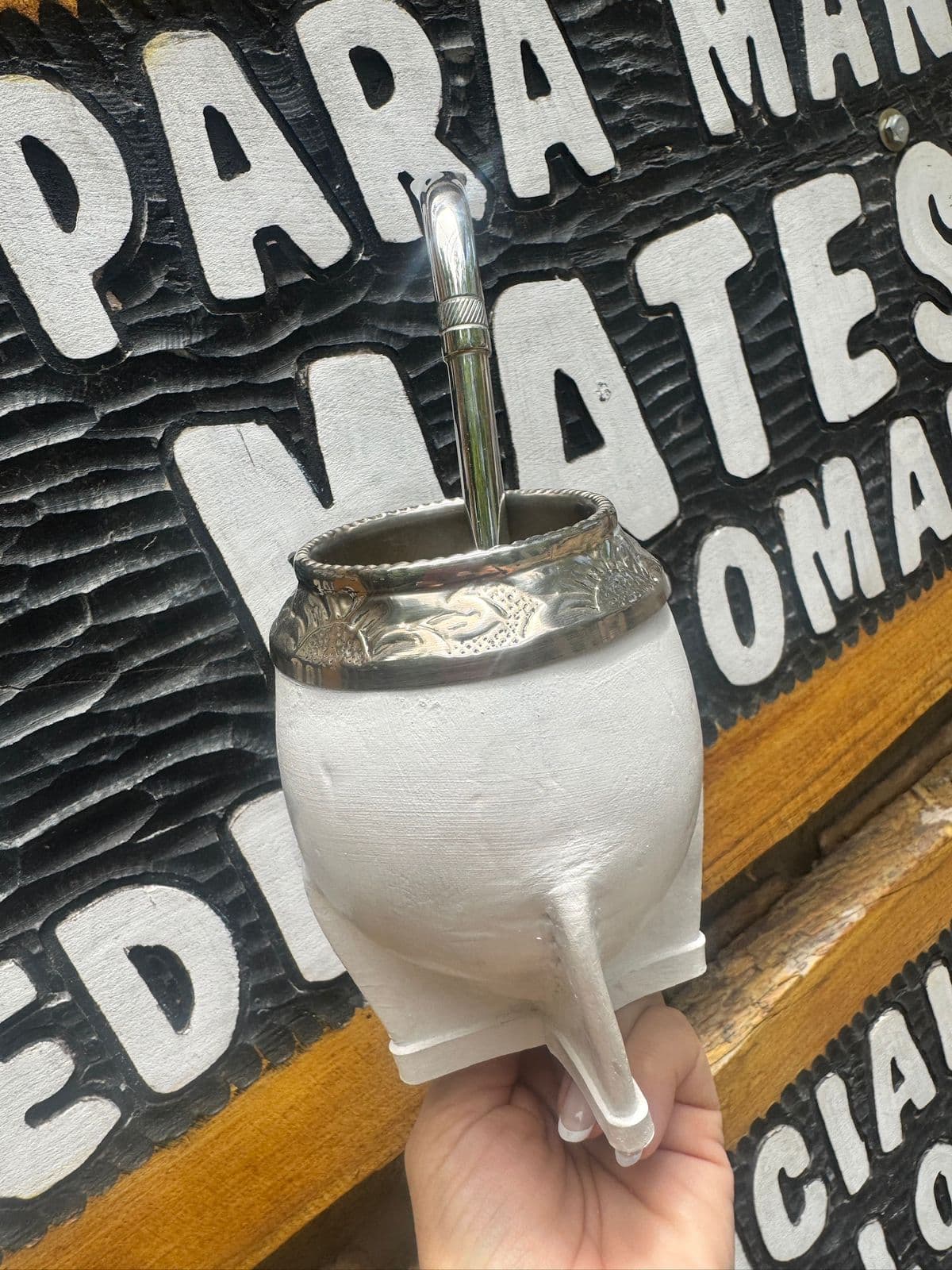 Mate torpedo Imperial blanco cincelado alpaca