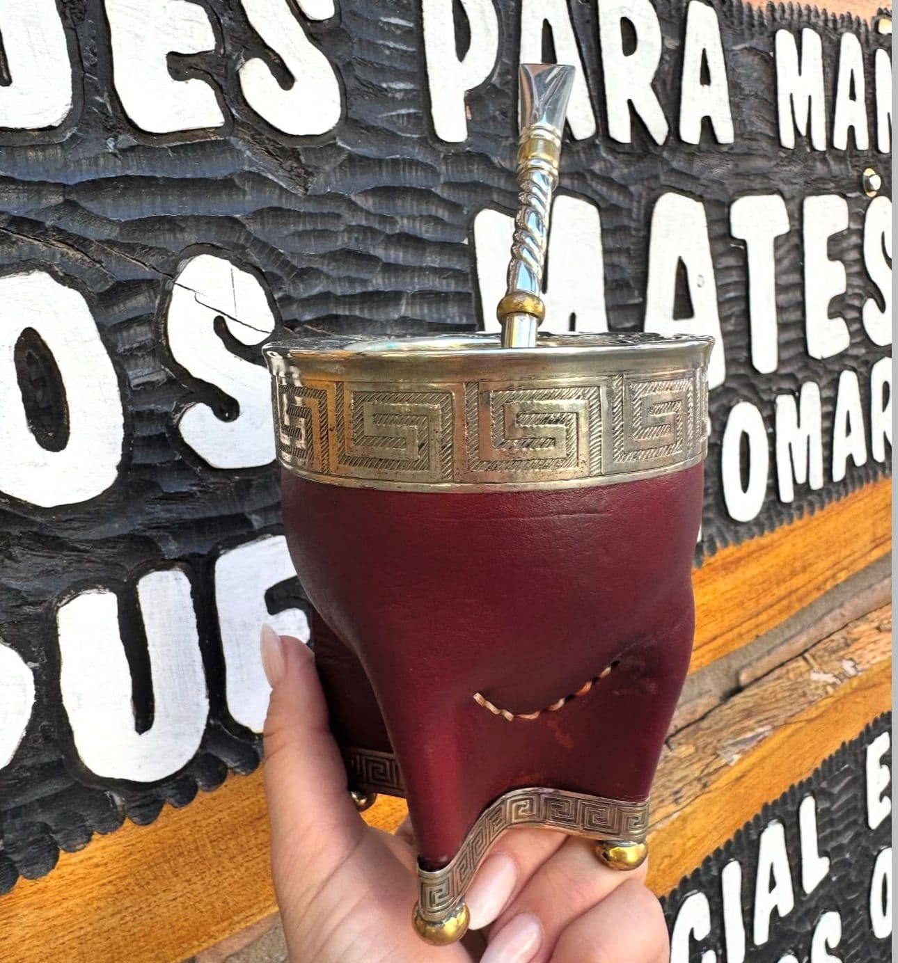 Mate imperial Alpaca con pie y Base de Alpaca *No incluye bombilla