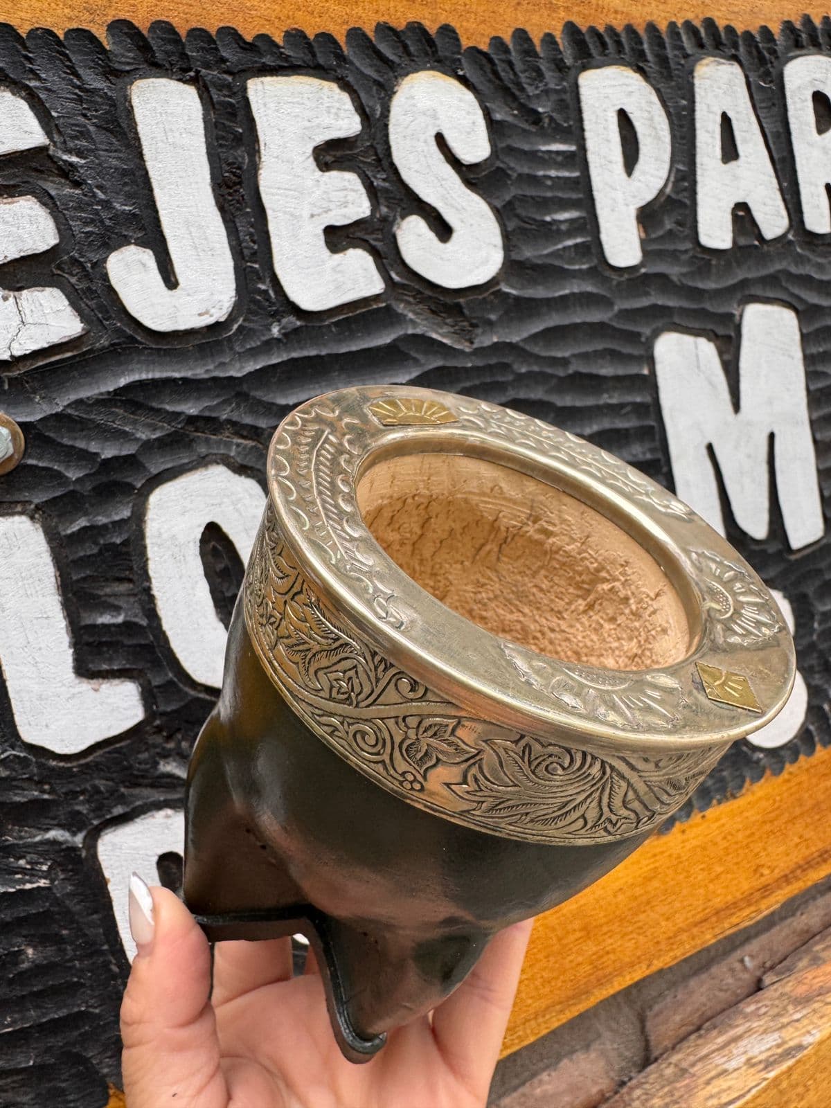 Mate Imperial Alpaca Virola cincelada